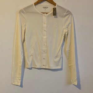 J.Crew Feather Jersey Crewneck‎ Cardigan Small in Ivory